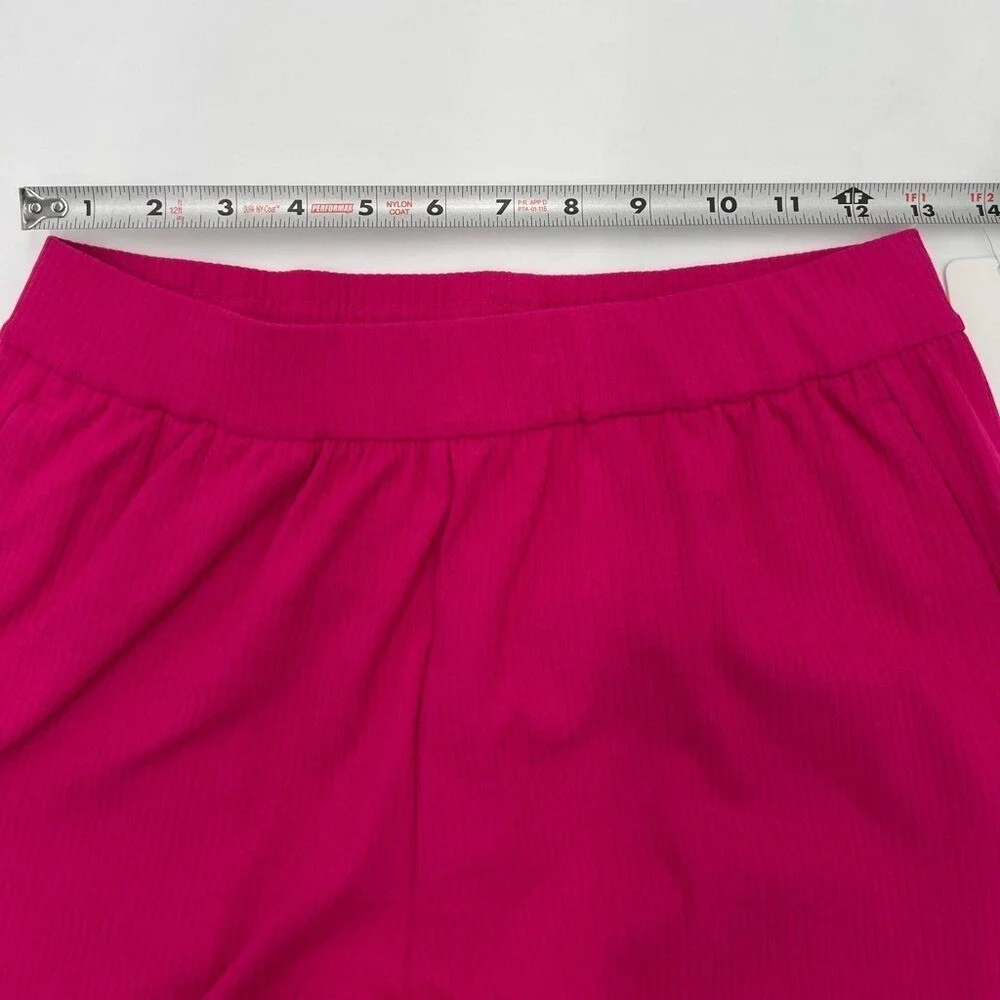 CRZ YOGA Womens Hot Pink Ribbed Wide Leg Lounge Pants High Waisted‎ Small NEW